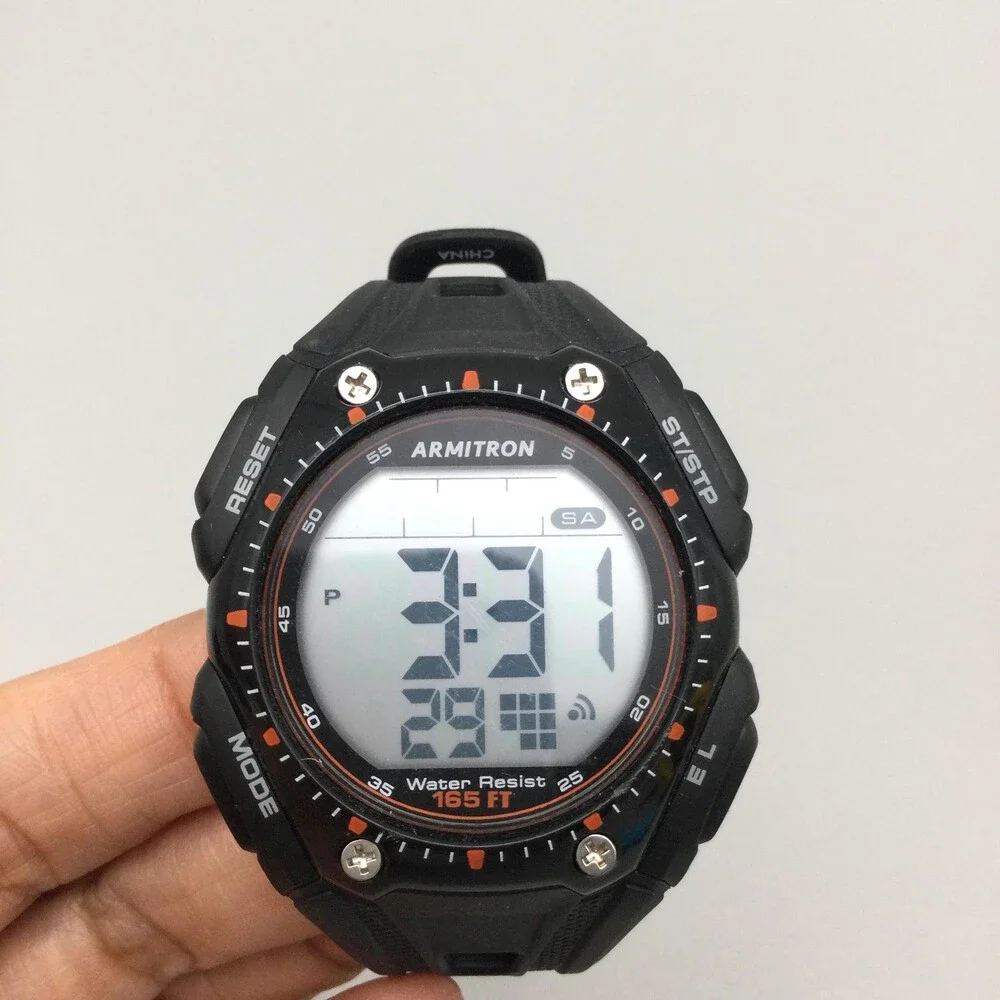 Armitron Watch Men 42mm Black Digital Alarm Chronograph Pro Sport 165FT